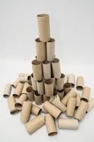A tower of cardboard tubes photo