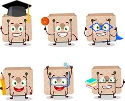 School student of women sling bag cartoon character with various expressions vector