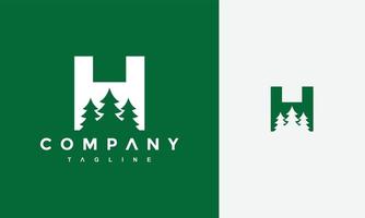 letter H fir tree logo vector