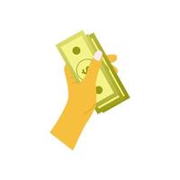 Human hand hold cash usd money. Vector