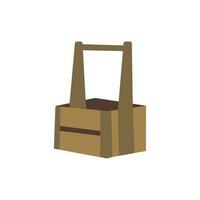 Empty wooden box with handle. Vector hand drawn