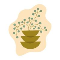 Abstract art plant in bowls painting vector