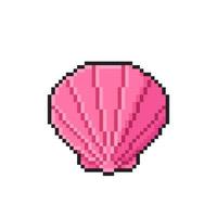 pink shell clam in pixel art style vector