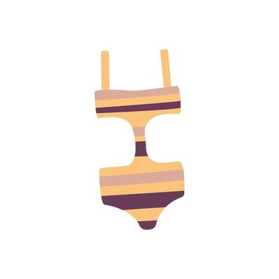 Womens swimsuit in purple stripes. Vector colorful
