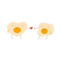 Two scrambled eggs in love. Vector hand drawn