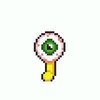 eyeball monster with one foot in pixel art style vector