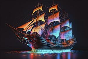 Neon ship. . photo