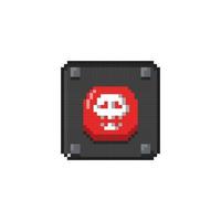 skull red button in pixel art style vector