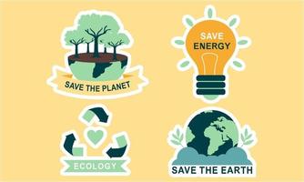 plano diseño ecología insignias paquete vector