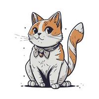 adorable divertido dibujos animados gato. contento ilustración de gatito. divertido vector Arte garabatear. tarjeta para niños.