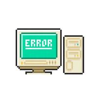 old personal computer in pixel art style vector