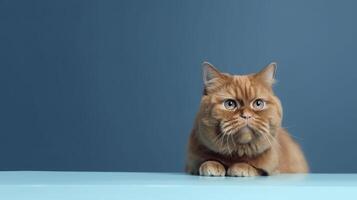 Cute red cat. Banner, copy space. . photo