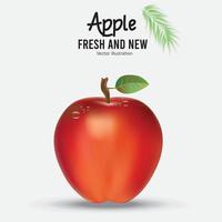 realistic fresh red apple with drops with Vector Design