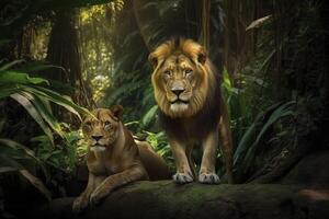 Lion and lioness. . photo