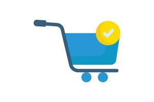 Order icon illustration. Shopping cart with checklist. icon related to shopping. Flat icon style. Simple vector design editable