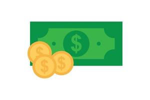 Money icon illustration. dollar banknote and coins. icon related to business. Flat icon style. Simple vector design editable