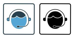 live support icon illustration. People with headphone. icon related to operator. Solid icon style. Simple vector design editable