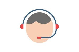 live support icon illustration. People with headphone. icon related to operator. Flat icon style. Simple vector design editable