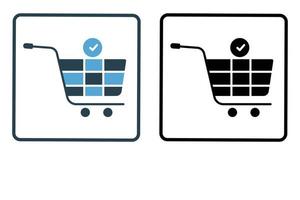 Order icon illustration. Shopping cart with checklist. icon related to shopping. Solid icon style. Simple vector design editable