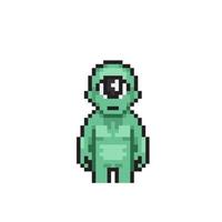 green monster with one eye in pixel art style vector