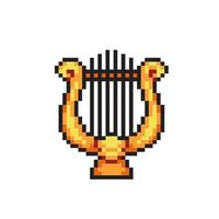 golden harp in pixel art style vector