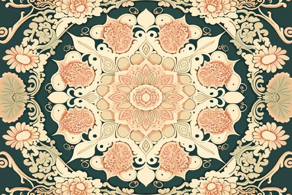 Luxury Indian floral pattern pastel tone. Abstract traditional folk antique tribal graphic line. Texture textile fabric ethnic patterns. Ornate elegant luxury vintage retro style.Vector illustration.