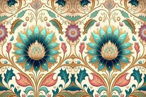 Luxury Indian floral pattern pastel tone. Abstract traditional folk antique tribal graphic line. Texture textile fabric ethnic patterns. Ornate elegant luxury vintage retro style.Vector illustration. vector