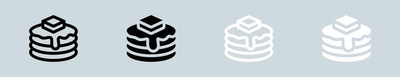 tortita icono conjunto en negro y blanco. mantequilla jarabe señales vector ilustración.