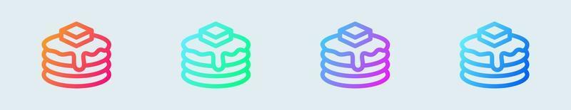 Pancake line icon in gradient colors. Butter syrup signs vector illustration.