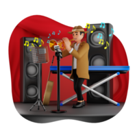 Man Playing Trumpet 3D Character Illustration png