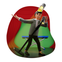 Male Jazz Singer 3D Character Illustration png