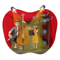 Student Preparation For Music Show 3D Character Illustration png