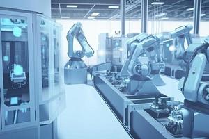industrial machine robot, smart modern factory automation using advanced machines, industrial 4.0 manufacturing process photo