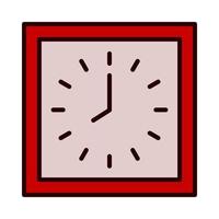 square shape wall clock. filled outline vector. showing eight o' clock. isolated on white background. vector illustration.