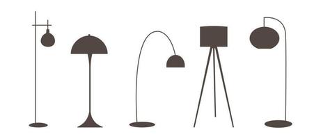 Set of floor lamps icons on a white background. Vector illustration.