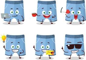 pantalones cortos dibujos animados personaje con varios tipos de negocio emoticones vector