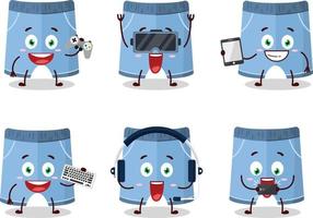 Shorts cartoon character are playing games with various cute emoticons vector