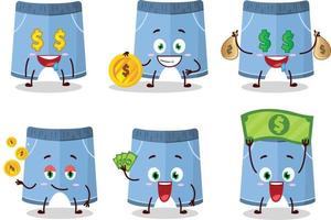 pantalones cortos dibujos animados personaje con linda emoticon traer dinero vector