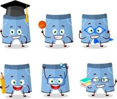 colegio estudiante de pantalones cortos dibujos animados personaje con varios expresiones vector