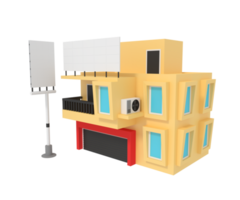 3d illustration of shop building with advertising billboard png