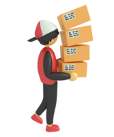 3d illustration of a man carrying a package png