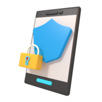 3d illustration of a security shield on a smartphone png