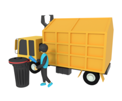3d ilustração do uma homem jogando Lixo em lixo png