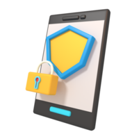 3d illustration of a security shield on a smartphone png