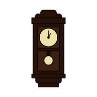 old wall clock in filled outline style. showing one o' clock. isolated on white background. vector illustration.