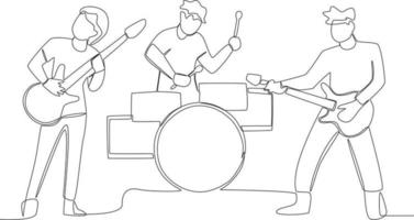 Three boys playing musical instruments vector