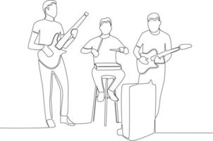 Three guys doing live music vector