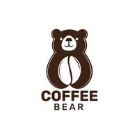 bear coffee logo  with coffee beans vector icon illustration