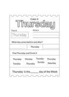 Days Of The Week Worksheet vector