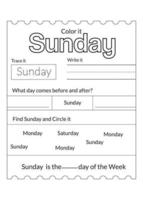 Days Of The Week Worksheet vector